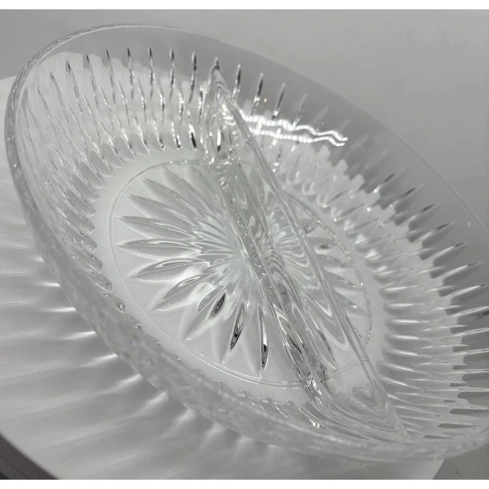 Princess House Highlights Crystal Divided Serving Dish Brilliant Cut‎ Crystal